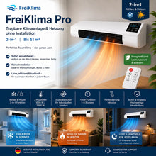 Lade das Bild in den Galerie-Viewer, FreiKlima Pro – Tragbare Klimaanlage &amp; Heizung ohne Installation | 2-in-1 | Bis 51 m²